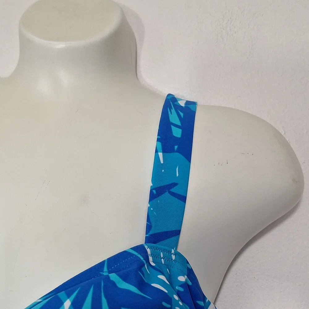 Avenue Tropical Blue One Piece Swim Dress Swimsuit